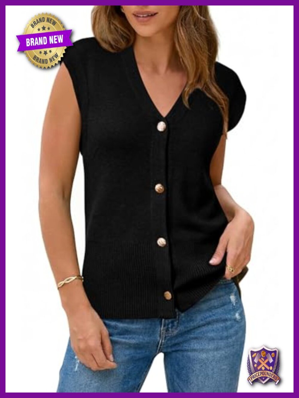 Wool Blend Button Down Sweater Vest V-Neck Sleeveless Work Casual